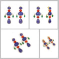 Load image into Gallery viewer, Natural Coral and Emerald 18K gold earrings top view - NFJSD-1814
