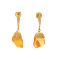 Load image into Gallery viewer, Natural Fire Opal 18K gold earrings side angle - NFJSD-1474
