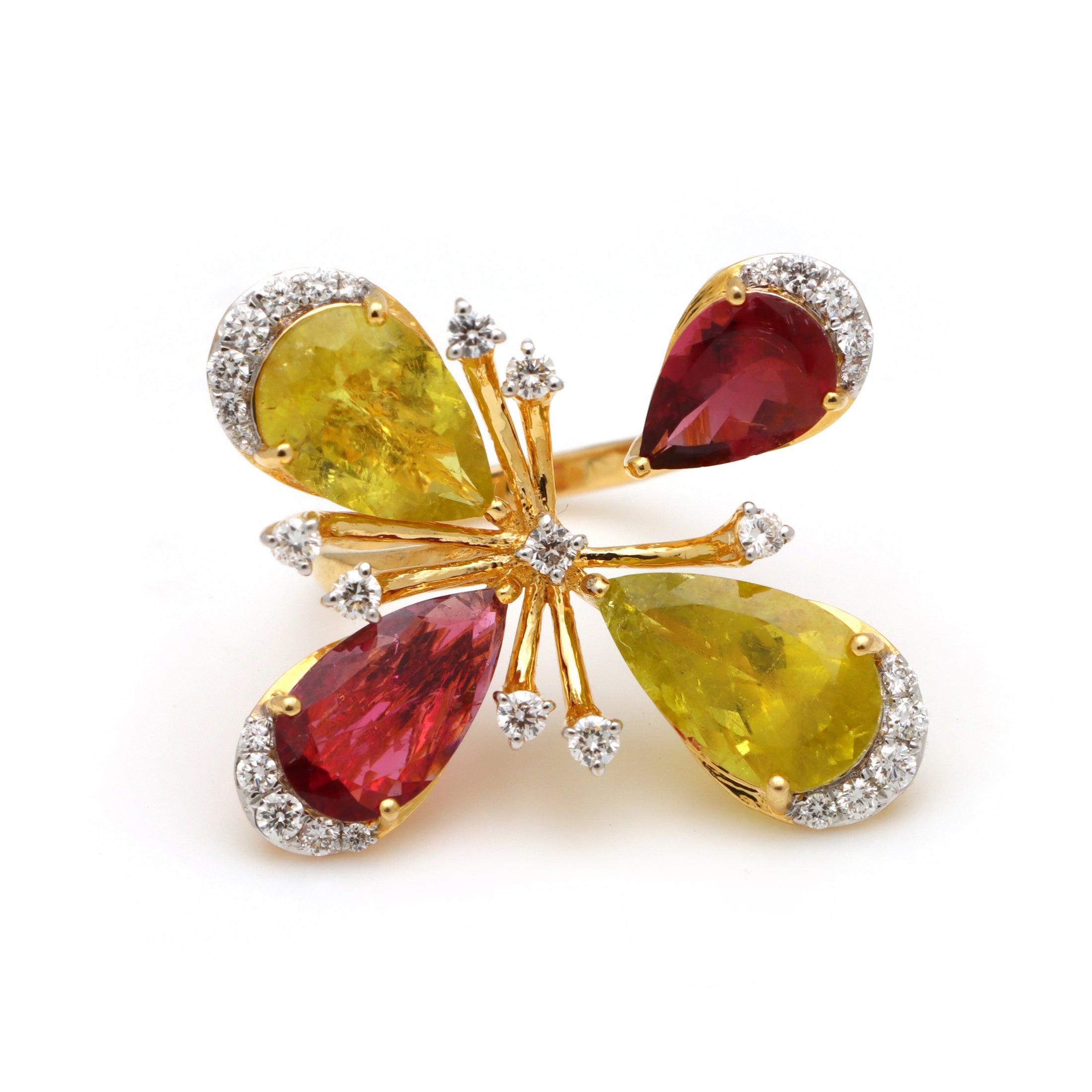 Natural Tourmaline 18K gold ring top view - NFJSD-1537