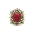 Load image into Gallery viewer, Natural Tourmaline and Emerald 18K gold pendant front view - NFJSD-1593
