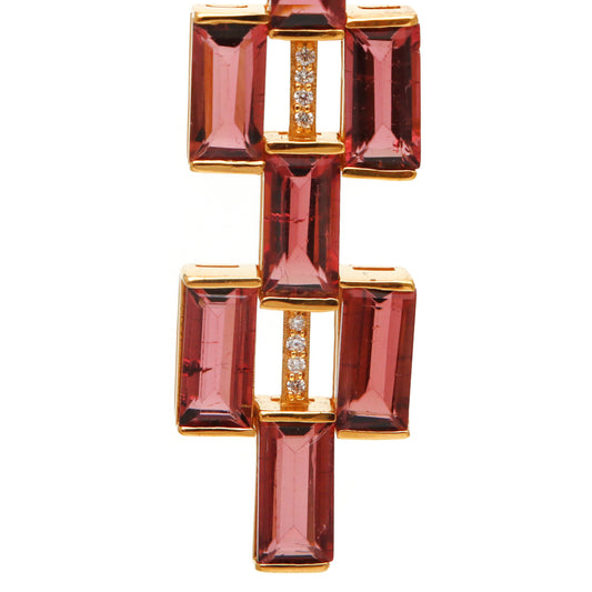 Natural Pink Tourmaline 18K gold earrings side angle - NFJSD-1631