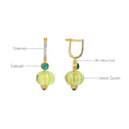 Load image into Gallery viewer, Natural Lemon Quartz and Emerald 18K gold earrings top view - NFJSD-1789
