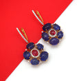 Load image into Gallery viewer, Natural Tourmaline and Tanzanite 18K gold earrings close-up detail - NFJSD-1582
