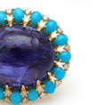 Load image into Gallery viewer, Natural Turquoise and Tanzanite 18K gold ring top view - NFJSD-1618
