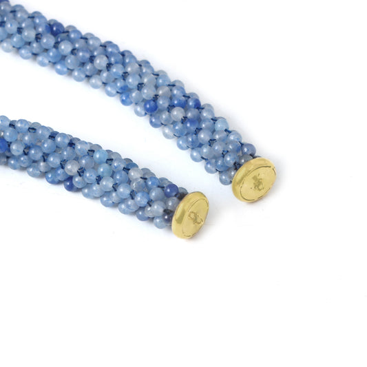 Natural Blue Quartz 18K gold necklace side angle - NFJSD-1865