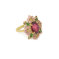 Load image into Gallery viewer, Natural Tourmaline mix Cut and Citrin Cut 14K gold ring close-up detail - NFJSD-1274
