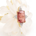 Load image into Gallery viewer, Natural Tourmaline Rectangle Cut and Crystal Quartz Carving  Flower 14K gold ring top view - NFJSD-1246
