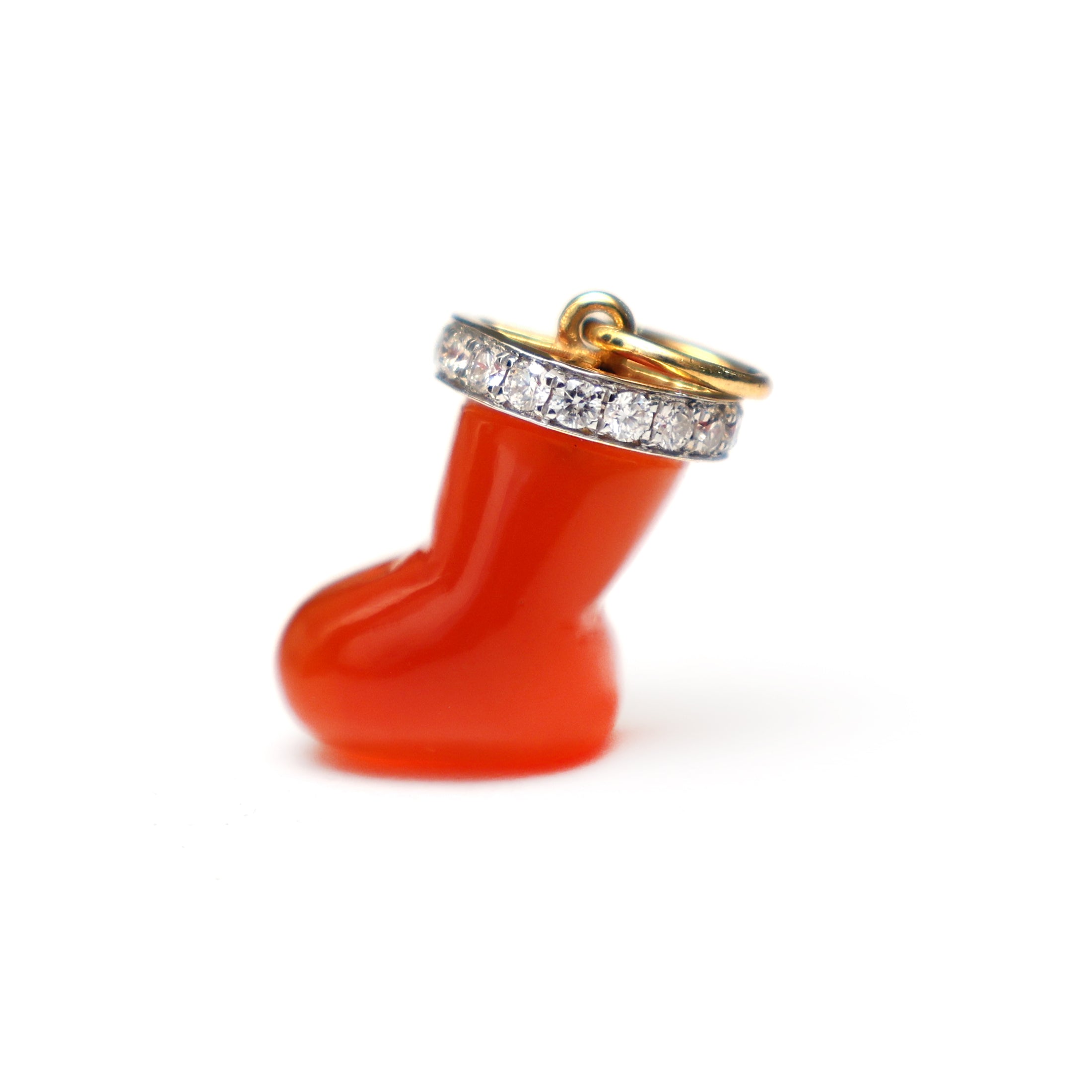 Natural Carving 14K gold charm front view - NFJSD-1371