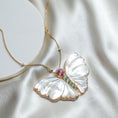 Load image into Gallery viewer, Natural MOP Carving and Tourmaline 18K gold necklace close-up detail - NFJSD-1743
