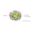 Load image into Gallery viewer, Natural Peridot and Tourmaline 18K gold pendant side angle - NFJSD-1819
