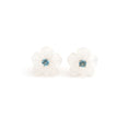 Load image into Gallery viewer, Natural Crystal Flower and Aquamarine 14K gold earrings front view - NFJSD-2046
