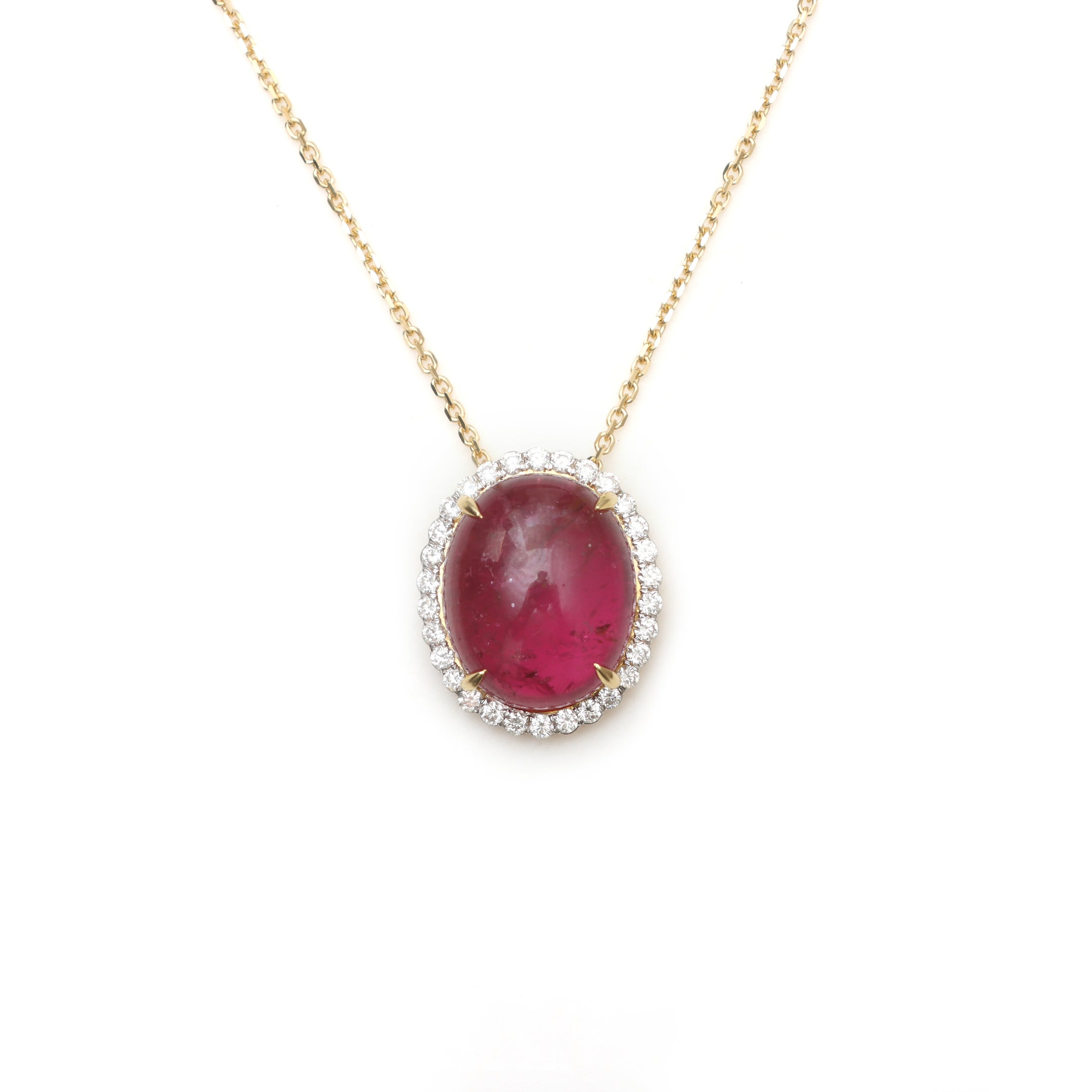 Natural Tourmaline 18K gold pendant front view - NFJSD-1535