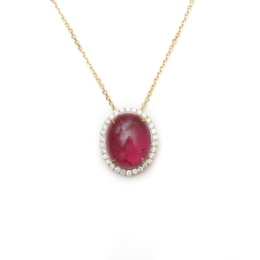 Natural Tourmaline 18K gold pendant front view - NFJSD-1535