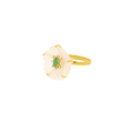 Load image into Gallery viewer, Natural Crystal Carving and Emerald 18K gold ring top view - NFJSD-1802
