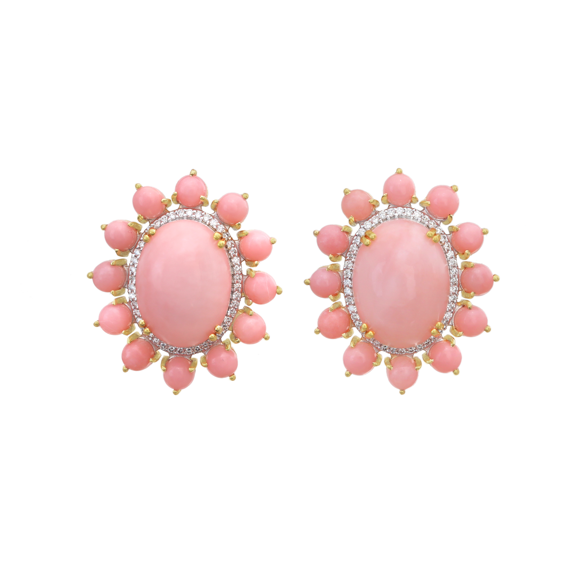 Natural Pink Opal 18K gold earrings lifestyle shot - NFJSD-1826