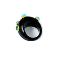 Load image into Gallery viewer, Natural Black Onyx and Turquoise & Emerald 14K gold ring back view - NFJSD-1857
