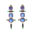 Load image into Gallery viewer, Natural Black Onyx and Emerald 18K gold earrings on-hand view - NFJSD-1656
