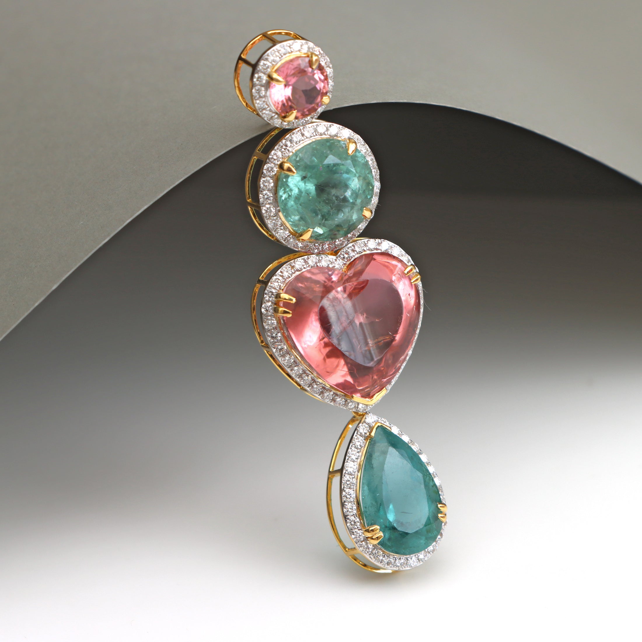 Natural Tourmaline 18K gold necklace on-hand view - NFJSD-1465