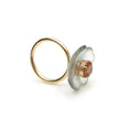 Load image into Gallery viewer, Natural Crystal Carving and Pink Tourmaline 14K gold ring on-hand view - NFJSD-1555
