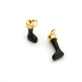 Load image into Gallery viewer, Natural Black Onyx Foot 14K gold charm top view - NFJSD-1330
