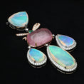 Load image into Gallery viewer, Natural Opal and Emerald 18K gold pendant close-up detail - NFJSD-1721
