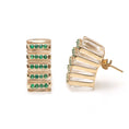 Load image into Gallery viewer, Natural Emerald Round Cuts and Crystal Quartz Fancy Carving 14K gold earrings on-hand view - NFJSD-1061
