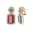 Load image into Gallery viewer, Natural Tourmaline 18K gold earrings close-up detail - NFJSD-1461
