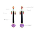Load image into Gallery viewer, Natural Black Onyx and Emerald 18K gold earrings side angle - NFJSD-1773

