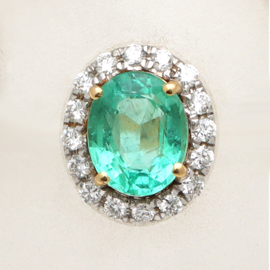 Natural Crystal Carving and Emerald 18K gold ring side angle - NFJSD-1550