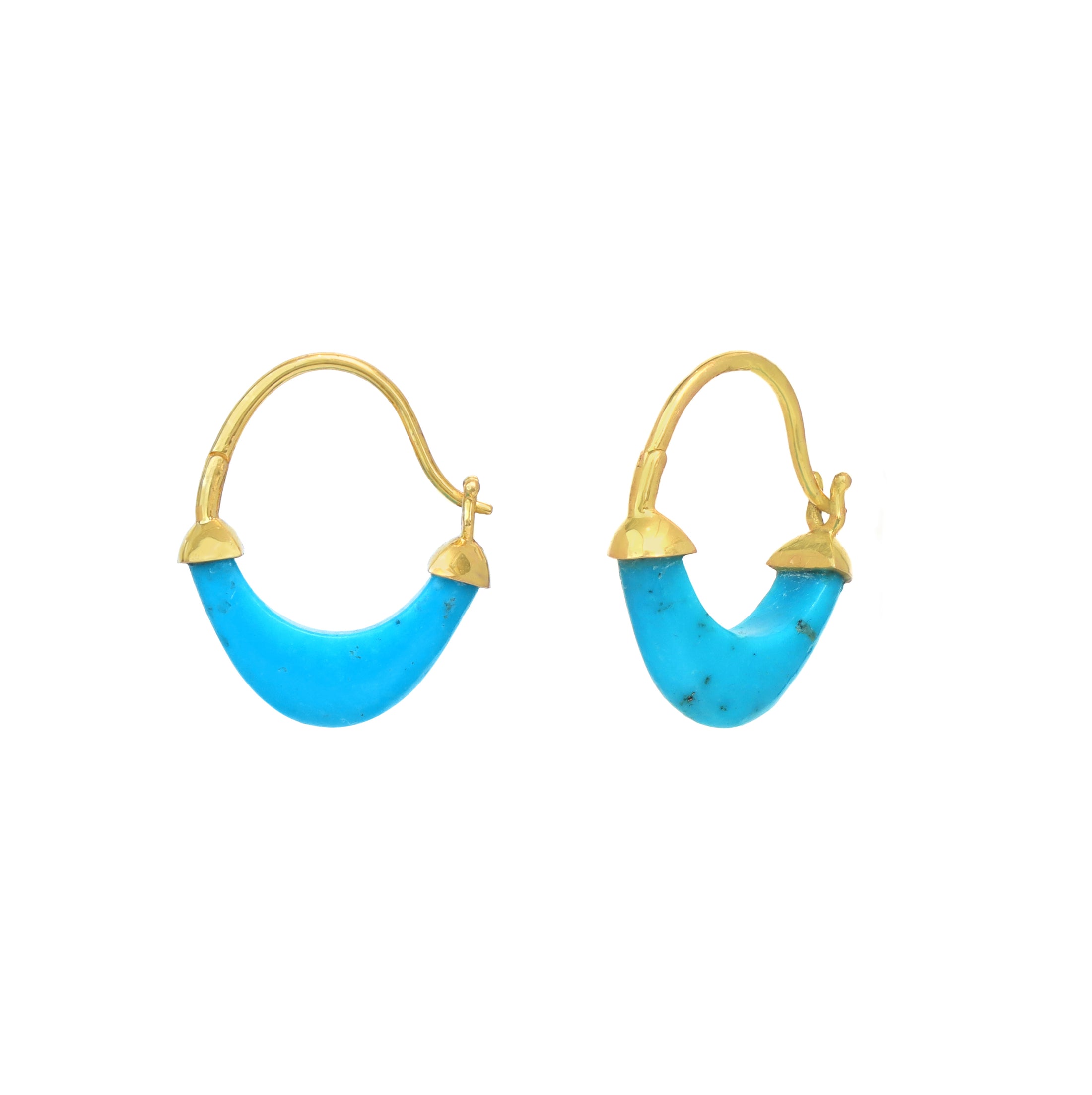 Natural Turquoise 18K gold earrings back view - NFJSD-1782