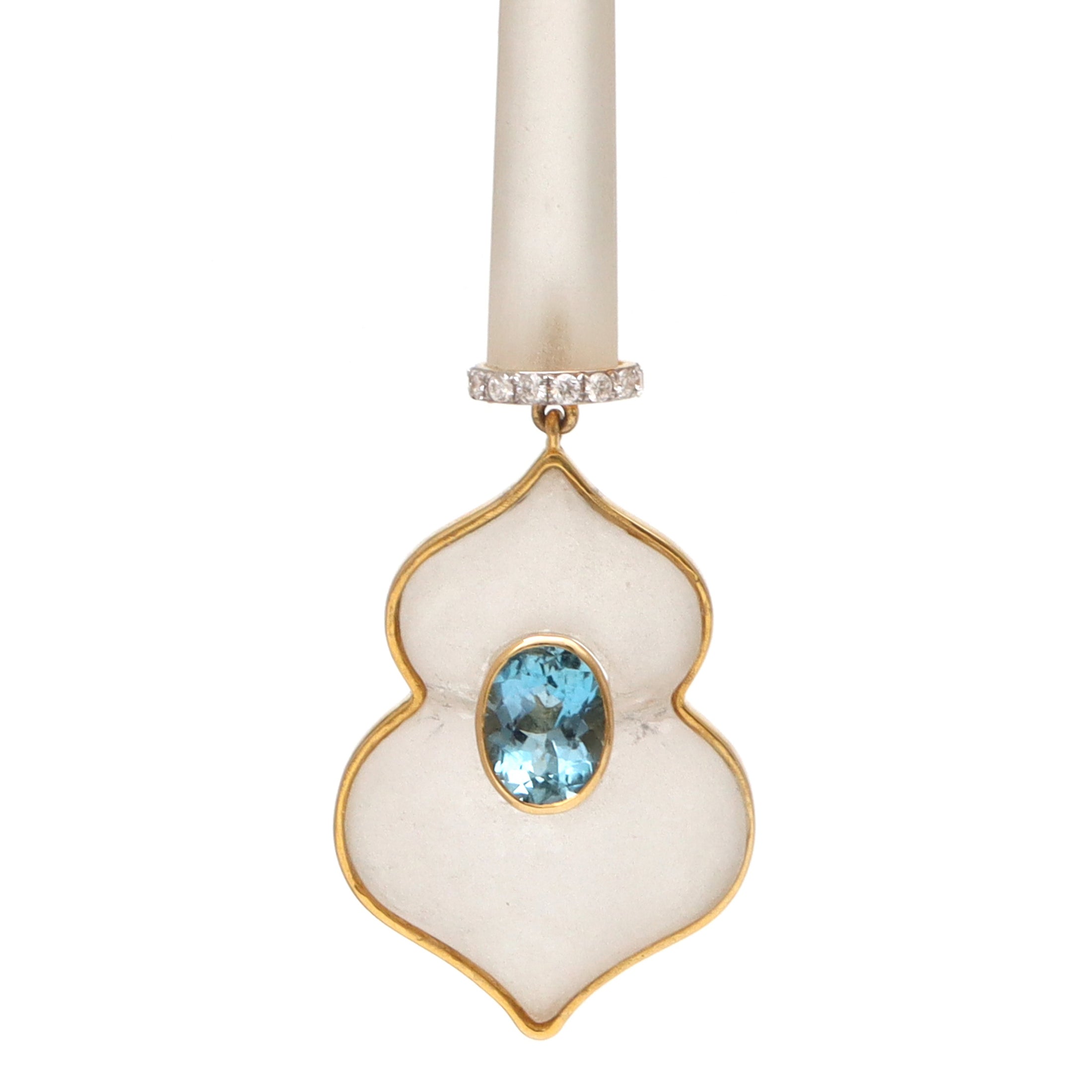 Natural Amethyst and Aqua 18K gold earrings side angle - NFJSD-1622