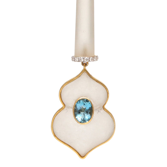 Natural Amethyst and Aqua 18K gold earrings side angle - NFJSD-1622