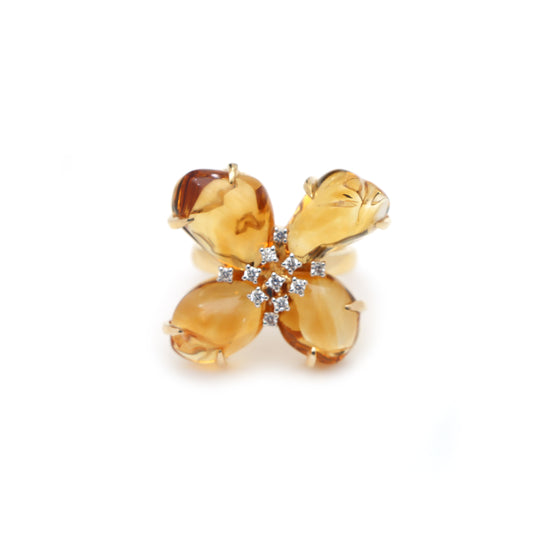 Natural Citrine 18K gold ring front view - NFJSD-1475