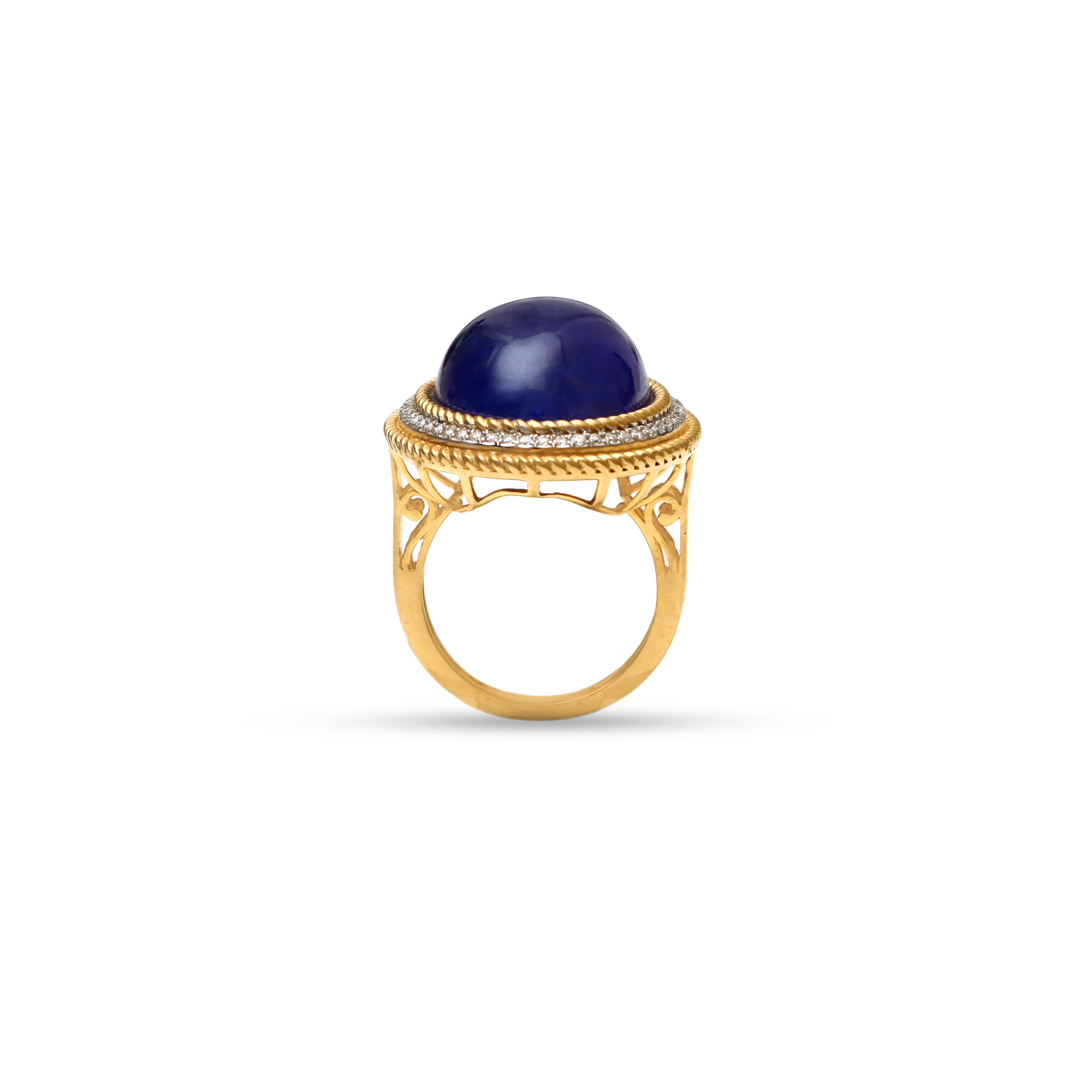 Natural Tanzanite 18K gold ring on-hand view - NFJSD-1532