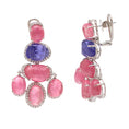 Load image into Gallery viewer, Natural Tourmaline and Tanzanite 18K gold earrings top view - NFJSD-1548
