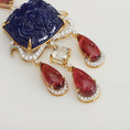 Load image into Gallery viewer, Natural Tourmaline and Tanzanite 18K gold pendant side angle - NFJSD-1464
