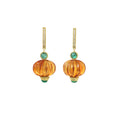 Load image into Gallery viewer, Natural Citrine and Emerald 14K gold earrings back view - NFJSD-1929
