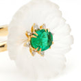 Load image into Gallery viewer, Natural Crystal Carving and Emerald 18K gold ring side angle - NFJSD-1763

