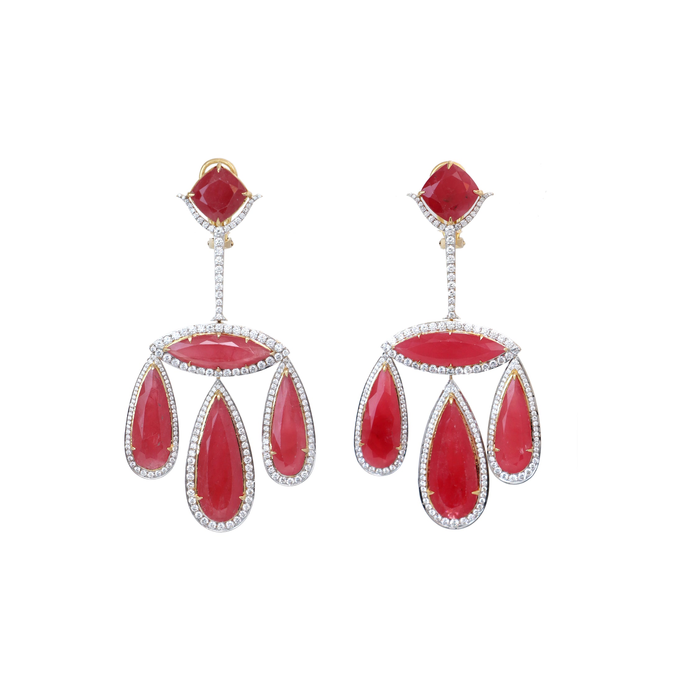 Natural Rhodonite 18K gold earrings lifestyle shot - NFJSD-1817