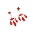 Load image into Gallery viewer, Natural Rhodonite 18K gold earrings close-up detail - NFJSD-1817
