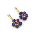 Load image into Gallery viewer, Natural Tourmaline and Tanzanite 18K gold earrings back view - NFJSD-1582
