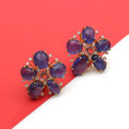 Load image into Gallery viewer, Natural Tourmaline and Tanzanite 18K gold earrings back view - NFJSD-1458
