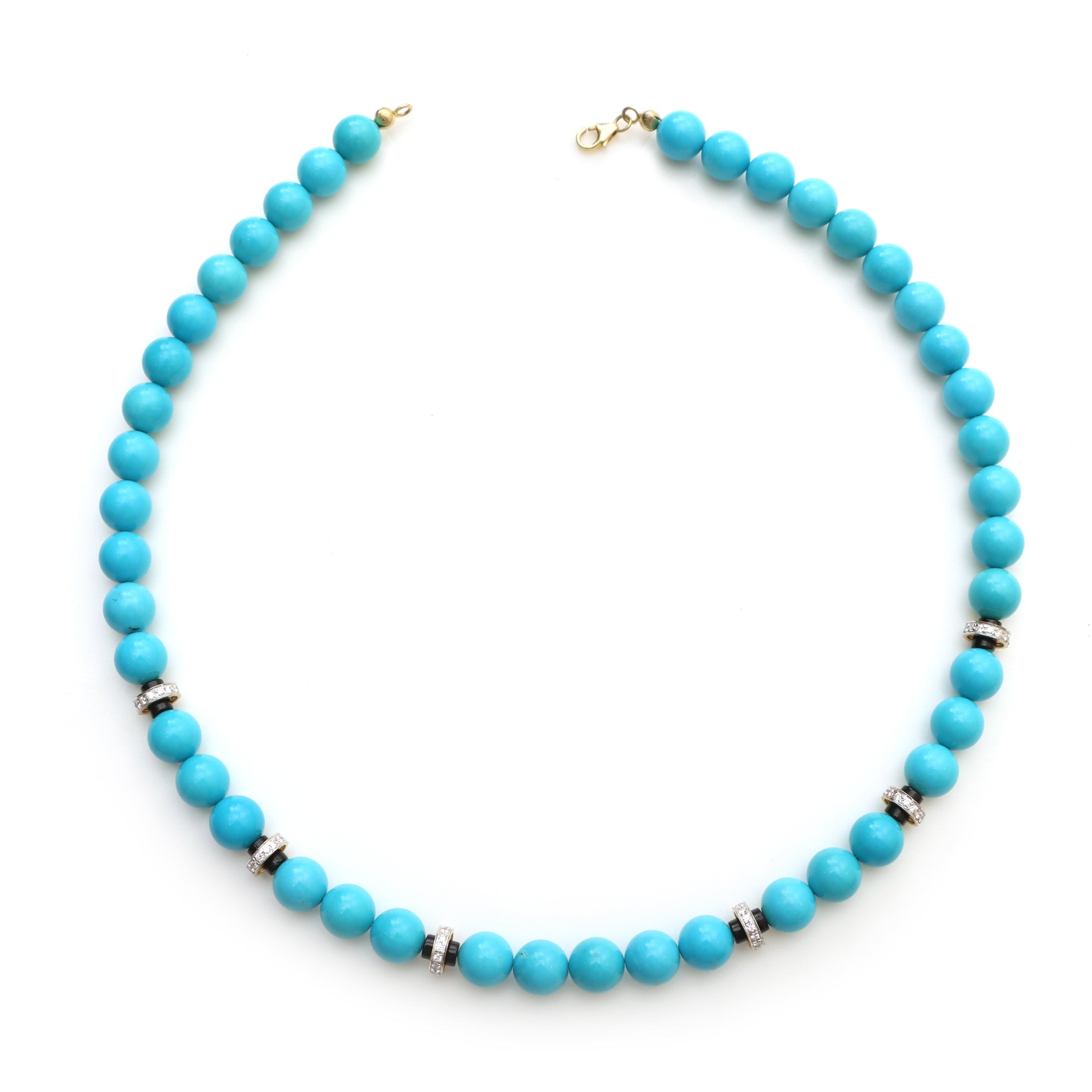 Natural Turquoise
8MM 14K gold necklace front view - NFJSD-1001
