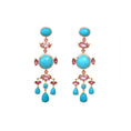 Load image into Gallery viewer, Natural Turquoise and Tourmaline 18K gold earrings lifestyle shot - NFJSD-1806
