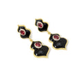 Load image into Gallery viewer, Natural Black Onyx and Tourmaline 14K gold earrings top view - NFJSD-1864
