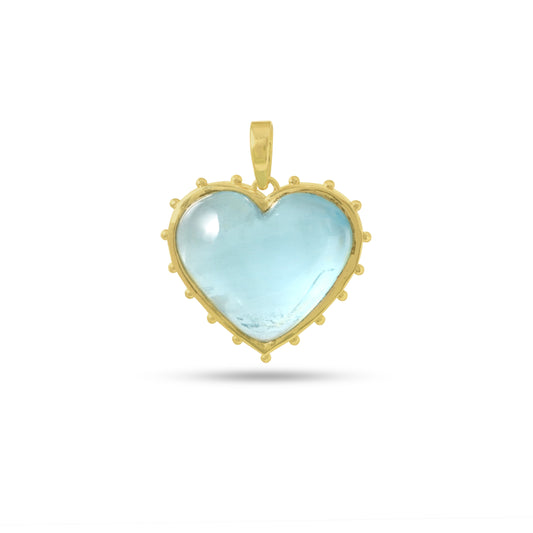 Natural Aqua 18K gold pendant front view - NFJSD-1906