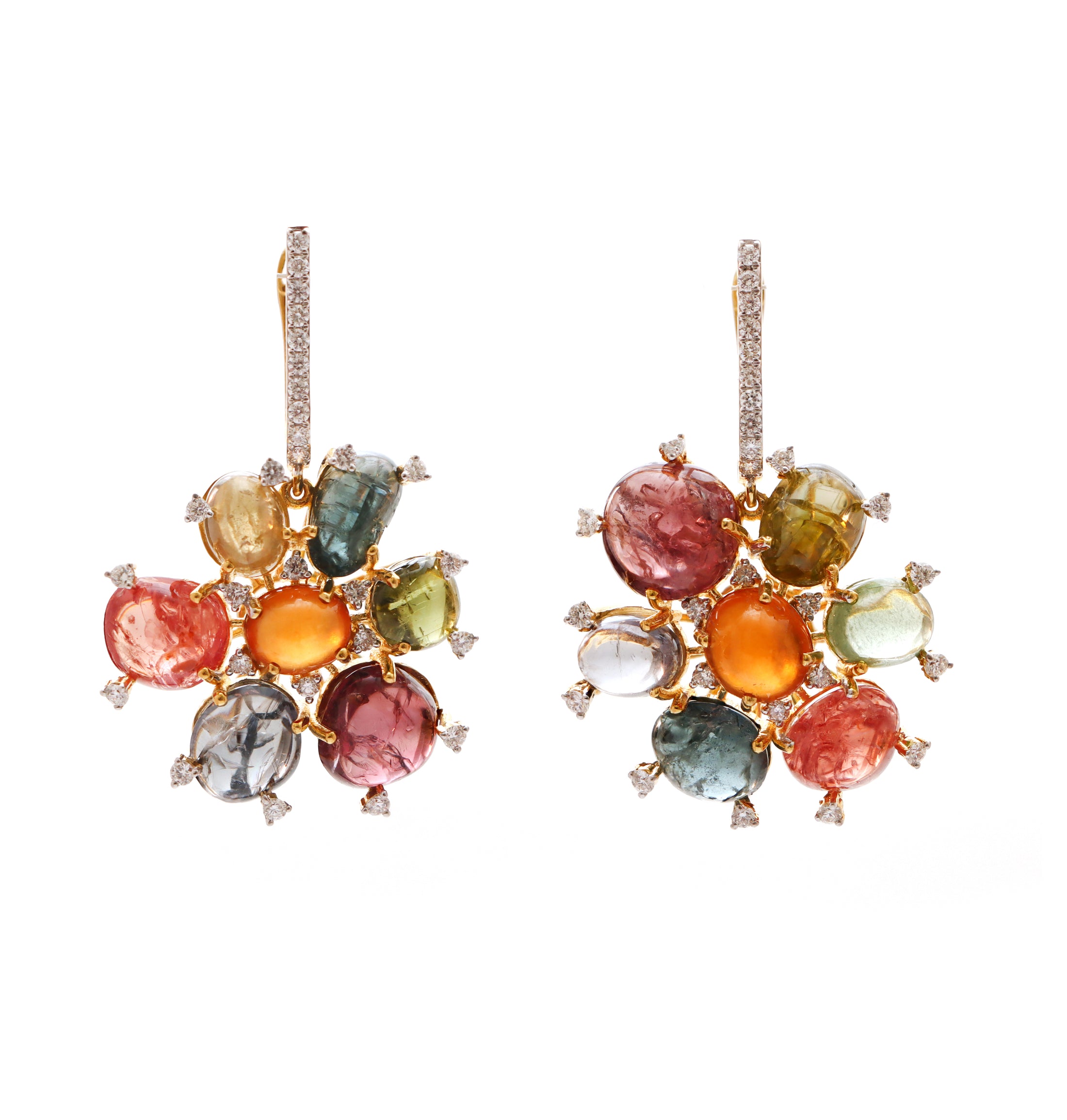 Natural Spinel 18K gold earrings close-up detail - NFJSD-1577