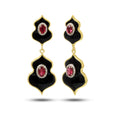 Load image into Gallery viewer, Natural Black Onyx and Tourmaline 14K gold earrings close-up detail - NFJSD-1864
