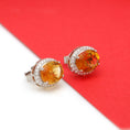 Load image into Gallery viewer, Natural Citrine 18K gold earrings top view - NFJSD-1584
