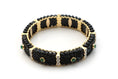 Load image into Gallery viewer, Natural Emerald Round Cabs and Black Onyx Carving 14K gold bangle front view - NFJSD-1128
